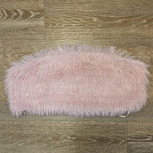 3X SHAGGY LIGHT PINK CROP TOP WITH GLITTERY STRANDS